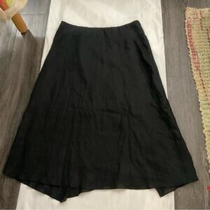 Sara Isabella Black.Linen A-Line Skirt 14 Lined Business Casual Corporate Siren